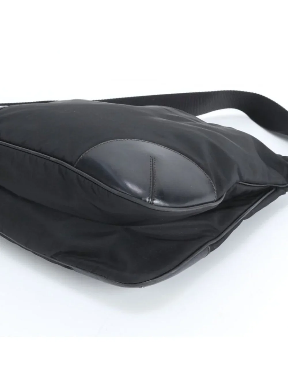 ★SOLD★ Prada Tessuto Nylon Triangle Logo Leather Shoulder Bag Crossbody - Picture 6 of 10